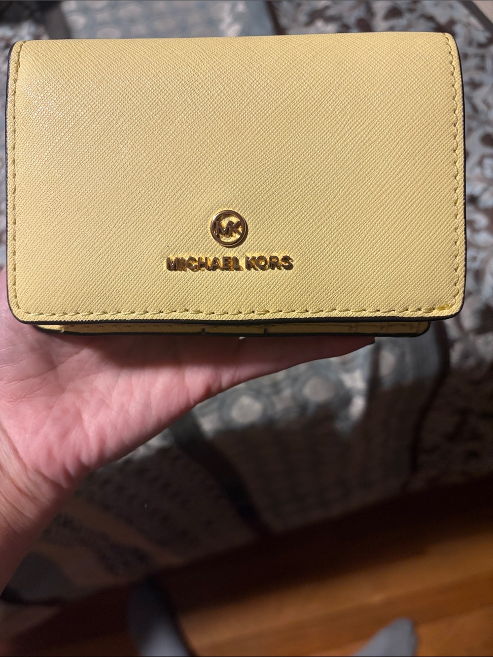 Michael Kors Yellow Leather Small Wallet with Gold Logo